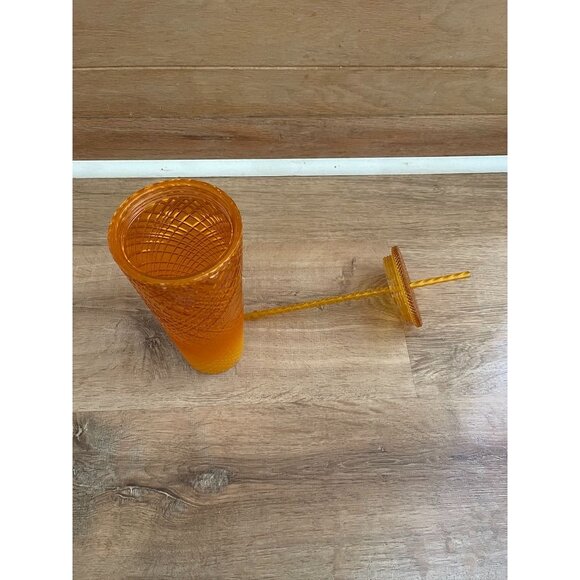 VHTF NWT Starbucks Orange Jeweled Tumbler With Straw 24 oz - Picture 6 of 7